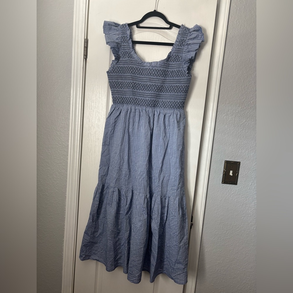 Pomander Place Elegant Blue Gathered Dress - Picture 9 of 11